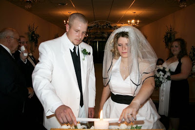 Lighting the Unity Candle, Heaven Sent Wedding Chapel in Hamilton Ohio.