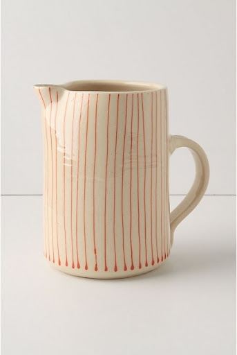 I like the imperfect lines on this pitcher.
(anthropologie.com) I like the imperfect lines on this pitcher.
(anthropologie.com)