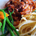My hefty plate: Mixed Vegetables, Carbonara, and Italian Pot Roast