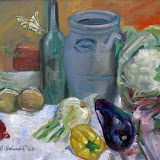 Küchengemüse mit Schmetterling. Öl auf Leinwand. 70x50 cm. Copyright 2008 by O.Weinreich