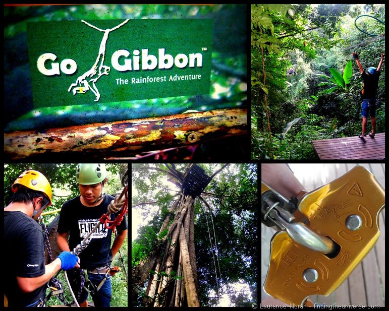 Flight of the Gibbon zip lining collage 3