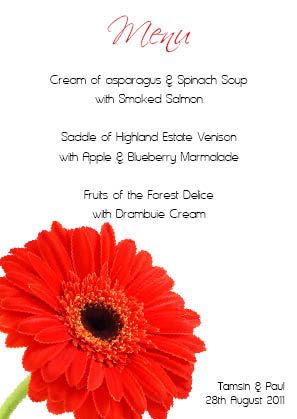 Red Gerbera 8 Menu