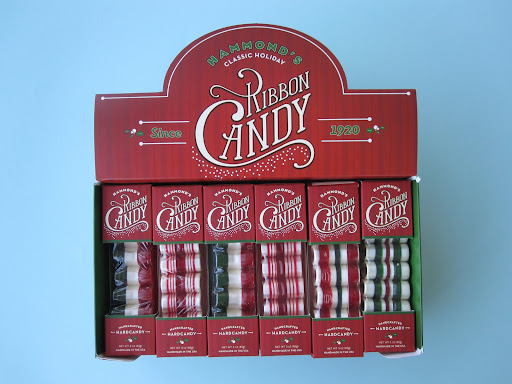 Cherry, Peppermint, and Cinnamon ribbon candy from Hammonds.