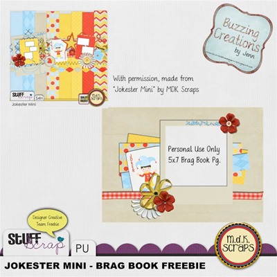 MDK Scraps - Jokester Mini - Brag Book Page Freebie Preview