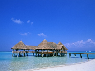 Ocean Water on Ocean Over Water Huts Jpg