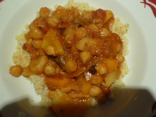Finished stew over couscous.