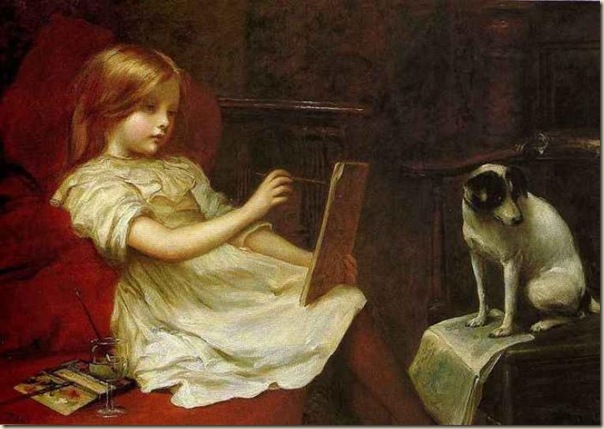 Briton Rivière, Fillette et son chien Briton Rivière, Fillette et son chien