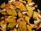 Sauteed winter squash, carrots, and shiitake mushrooms