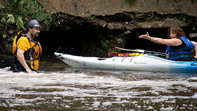 Chris after flipping trying to run a dam with Debby showing that even the mighty Chris could flip...well, actually, no idea what Debby was doing.