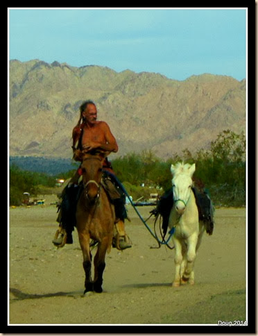 Slab City Indian and horses