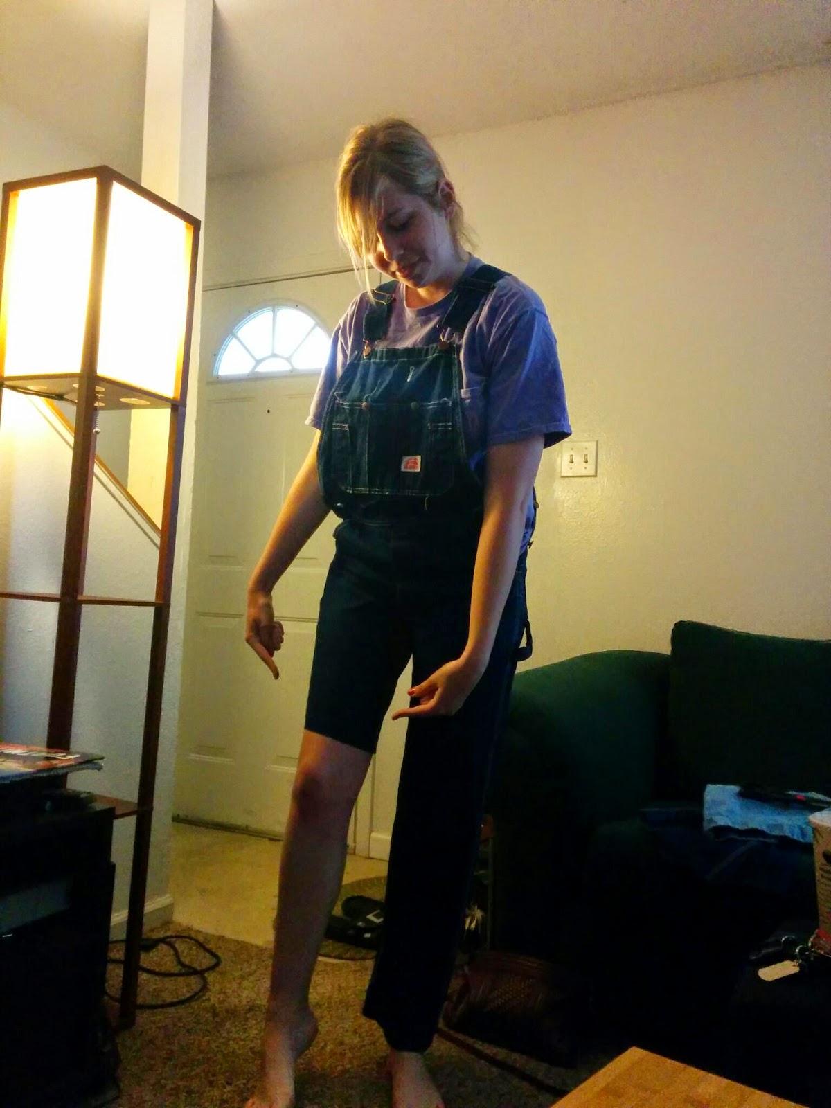 Gallivanting in Goodwill How To Do Things Cutting Overalls into Shorts