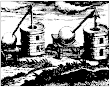 From Orthelius Book Two Distilling Furnaces Are Fitted With Receiving Flasks Set Upon Stools