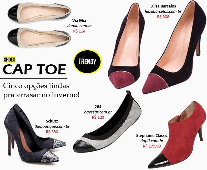Onde comprar: Sapatos Cap Toe! Aposte nos bicos metalicos e coloridos. Cap-Toe_sapatos_bico_colorido