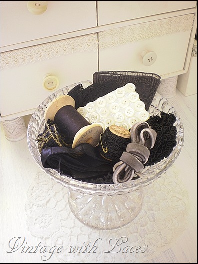 Black and White Sewing Notions - Studio Tour 2012 - Vintage with Laces