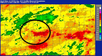 Rainfall map from the National Weather Service in the Quad Cities with the KCII listening area highlighted Rainfall map from the National Weather Service in the Quad Cities with the KCII listening area highlighted