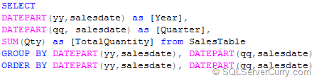 SQL Quarter Grouping SQL Quarter Grouping