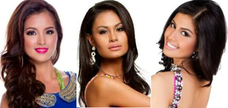 Miss Universe runner-ups Venus Raj and Shamcey Supsup and 2013 Miss Supranational Mutya Johanna Datul