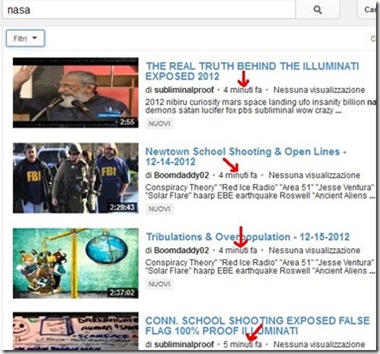Trovare i video pubblicati più di recente su YouTube