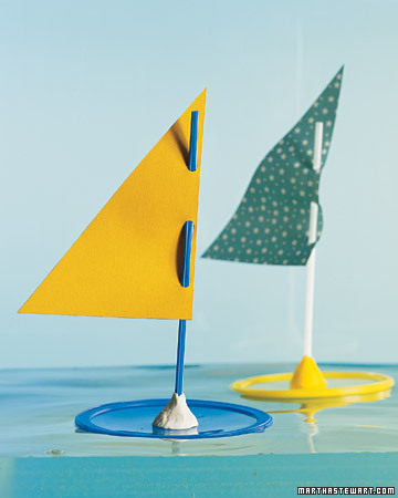 These paper sailboats are easy to make and can be used as a toy in the tub or in the pool: http://www.marthastewart.com/265762/smooth-sailing