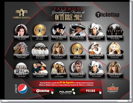 cartelera de conciertos en palenque fiestas de octubre 2012 fechas horarios y precios de boletos cartelera de conciertos en palenque fiestas de octubre 2012 fechas horarios y precios de boletos