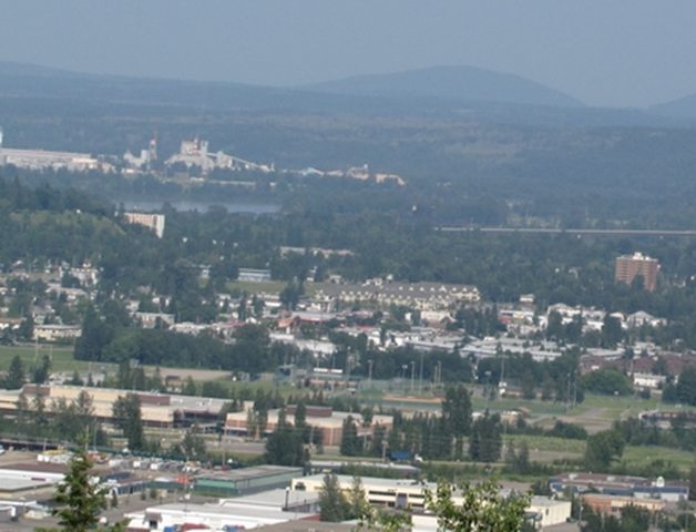 Bluish haze hangs over Prince George, B.C., 8 July 2012. Its source is the Siberia wildfires. opinion250