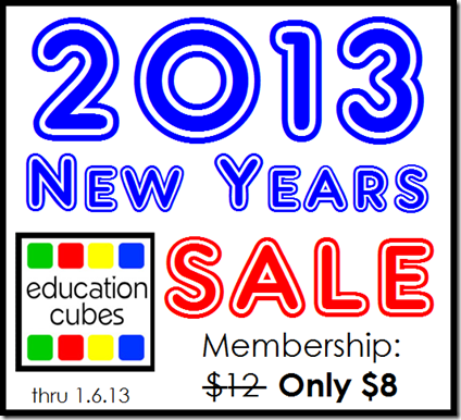 Education Cubes: 2013 New Years Membership Sale thru 1.6.13