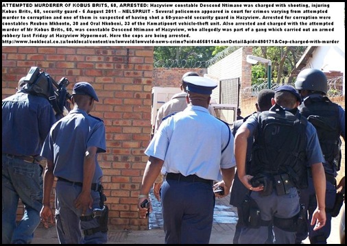 COPS ARRESTED KOMATIEPOORT AUG 3 2011 CHARGED WITH CORRUPTION