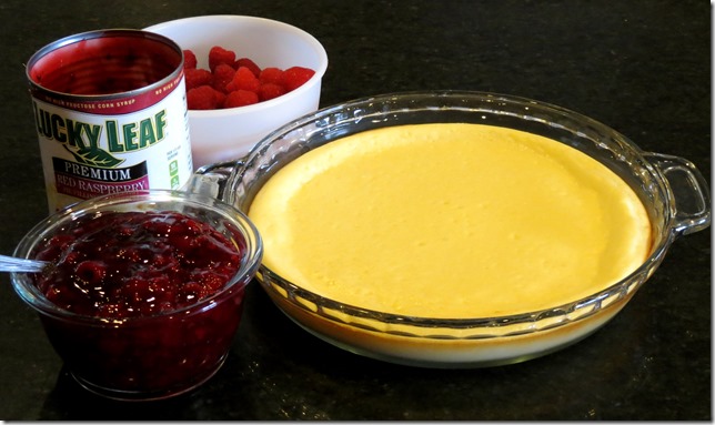Lucky Leaf Red Raspberry Pie Filling with crustless cheesecake