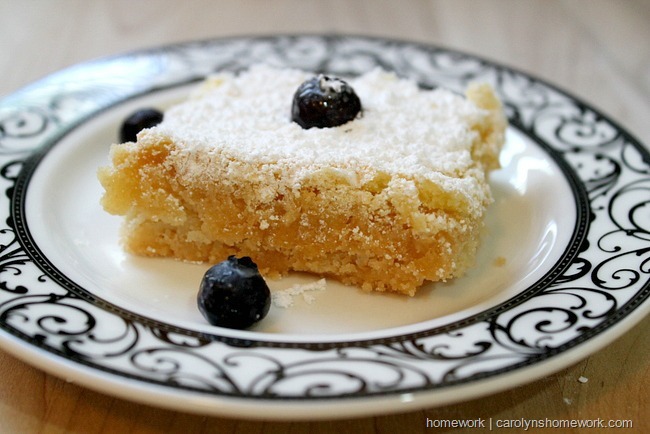 Old Fashioned Lemon Squares via homework  | carolynshomework.com