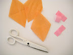 For each flower, you'll need three diamonds for your petals and three small rectangles for your stamens. Be sure that the 