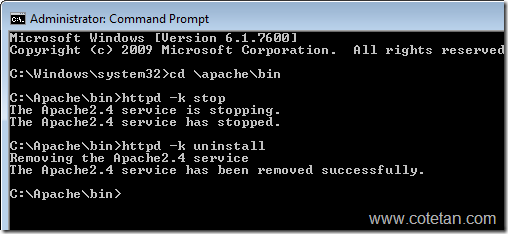 apache-command-prompt-uninstall