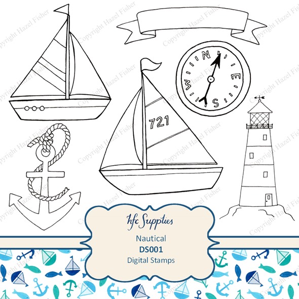 DS001 nautical digital stamps boats anchor etsy 1