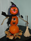 Bobby Pearce, producer for Rosie Radio created a Halloween “Snowman”. The Pumpkin Witch stands over 3-feet tall on a bed of autumn leaves.