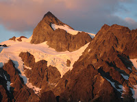 Alpine glow. The last rays of sunlight grace the west face of Mt Shuksan.