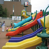 The many slides of Robot Park. That's Maria in the blue jacket, with Eidan next to her. The many slides of Robot Park. That's Maria in the blue jacket, with Eidan next to her.