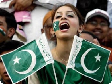 pakistan flags in her hands