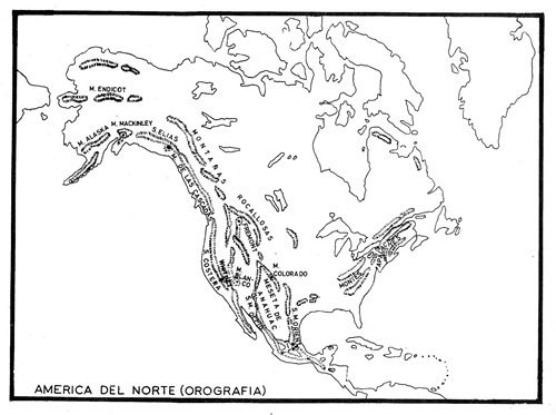 Mapa de la orografía de América del Norte