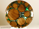 Green Manalishi: Walnut & resin, 14in. diam.