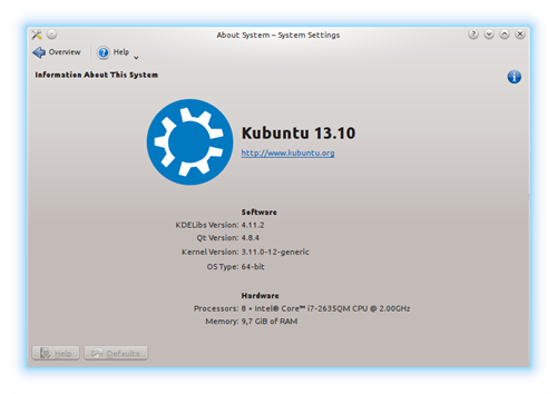 kubuntu about-system-wee
