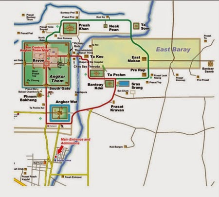 Mapa de rutas en Angkor Mapa de rutas en Angkor