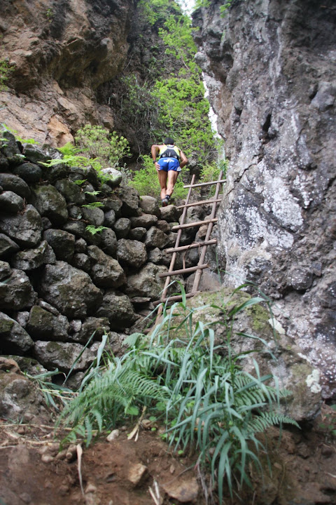 Escalera del madera en Azuaje.
