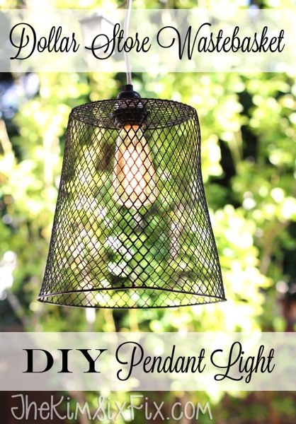 Dollar store wastebasket DIY pendant light