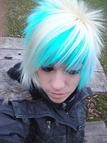 blue white emo hairstyle for kids