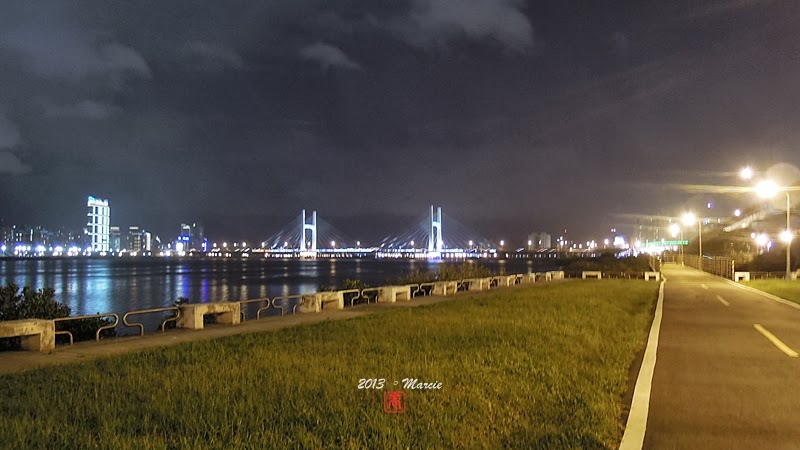 台北 重陽橋 夜景 夕陽 河濱自行車道
