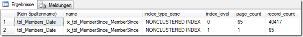 Indexauswertung - NONCLUSTERED MemberSince Indexauswertung - NONCLUSTERED MemberSince