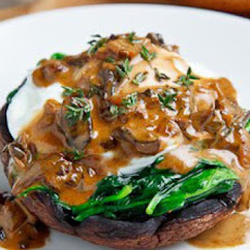Roasted Portobello Mushroom with Poached Egg in a Creamy Mushroom Sauce