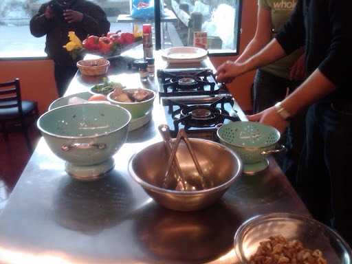 Deputy Food Editor Shira Bocar did a live cooking demo--that's some quick prepwork going on there.