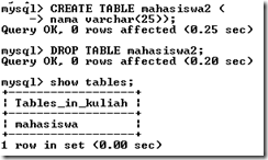 menghapus tabel di mysql