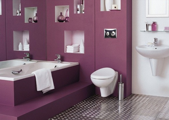 cuartos de baño en color púrpura