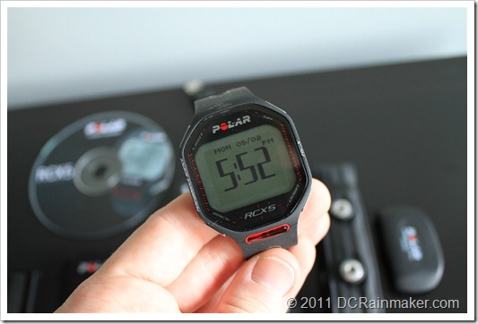 Polar RCX5 front of watch